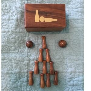 Mini Tabletop Bowling Game solid Wood with Storage box